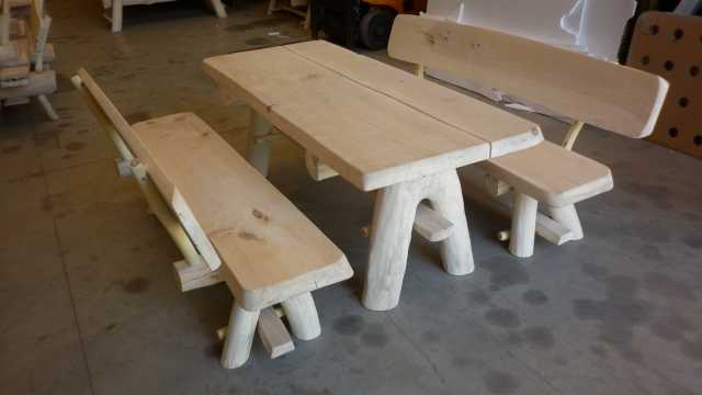 TABLE WITH TWO BENCHES WITHOUT COLOR FOR 6-8 PERSONS