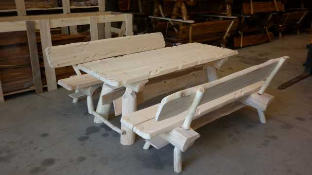 INLAID TABLE WITH TWO BENCHES WITHOUT COLOR FOR 6-8 PERSONS