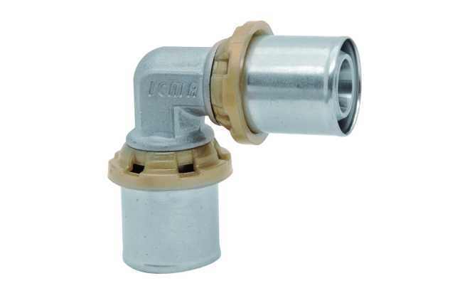 Raccordo a pressare multipinza TH-H-U curvo doppio per tubi multistrato