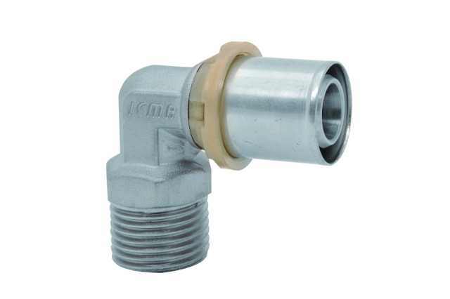 Raccordo a pressare multipinza TH-H-U curvo maschio per tubi multistrato