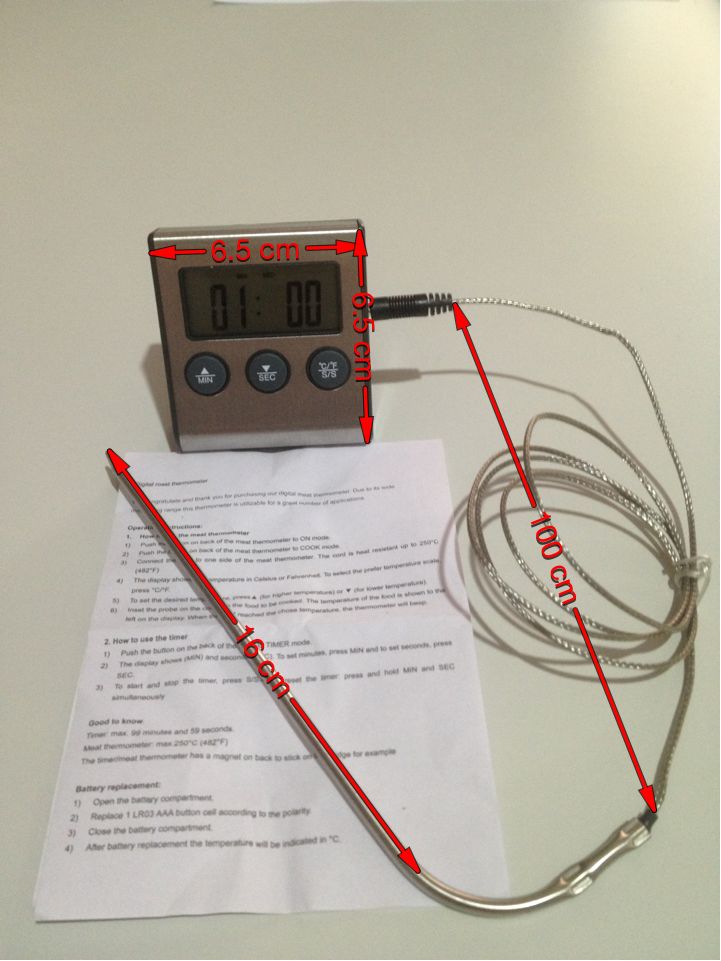 TERMOMETRO DIGITALE CON SONDA PER FORNO FUNZIONE TIMER