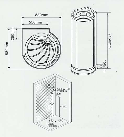 DOCCIA IDROMASSAGGIO BAGNO TURCO CM.83X88 H.215 VEDI FOTO