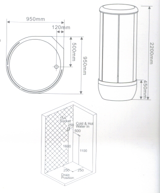 DOCCIA IDROMASSAGGIO BAGNO TURCO CM.95X95 H.220 VEDI FOTO