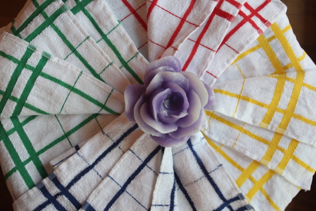 SET DI 4 STROFINACCI COLORATI IN PURO COTONE EGITTO 100%